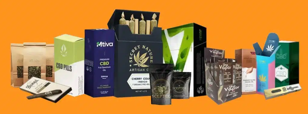 A Diverse Selection Of Cannabis Products Displayed In Eco-Friendly Hemp Packaging, Showcasing Various Forms And Uses