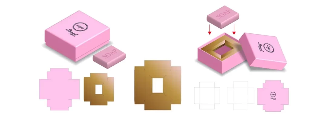 A Pink Box And A Gold Box Presented Together, Highlighting The Key Features Of Different Soap Box Packaging Options.